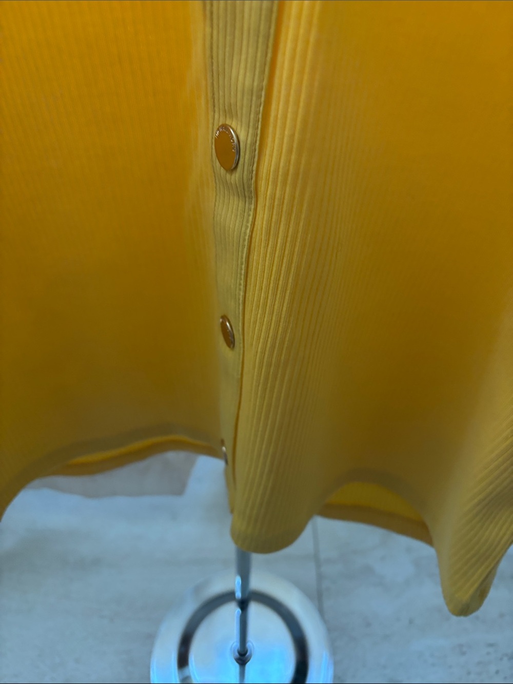 Michael Kors Yellow Ribbed Button-Front Top - Picture 3 of 7